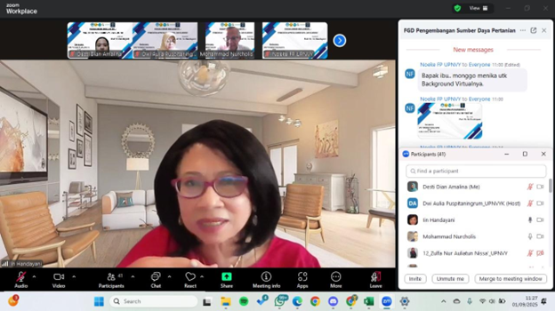 FGD session of the Faculty of Agriculture UPN “Veteran” Yogyakarta with Prof. Iin Handayani from Murray State University via Zoom.